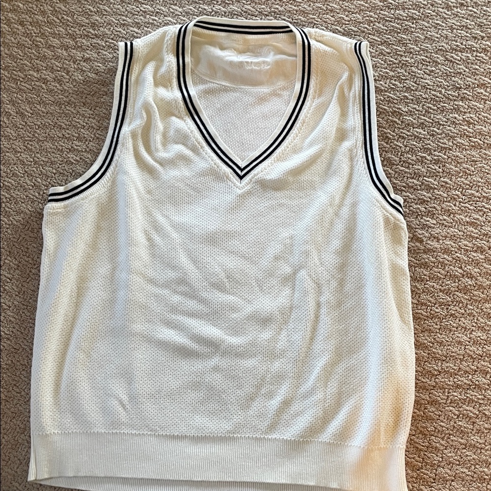 Cutter & Buck Ivory Vest with Dark navy stripe accents